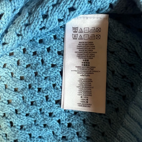 Michael Kors Women’s Size Small Open-knit Sweater, Light Blue Long Sleeve - Picture 6 of 8